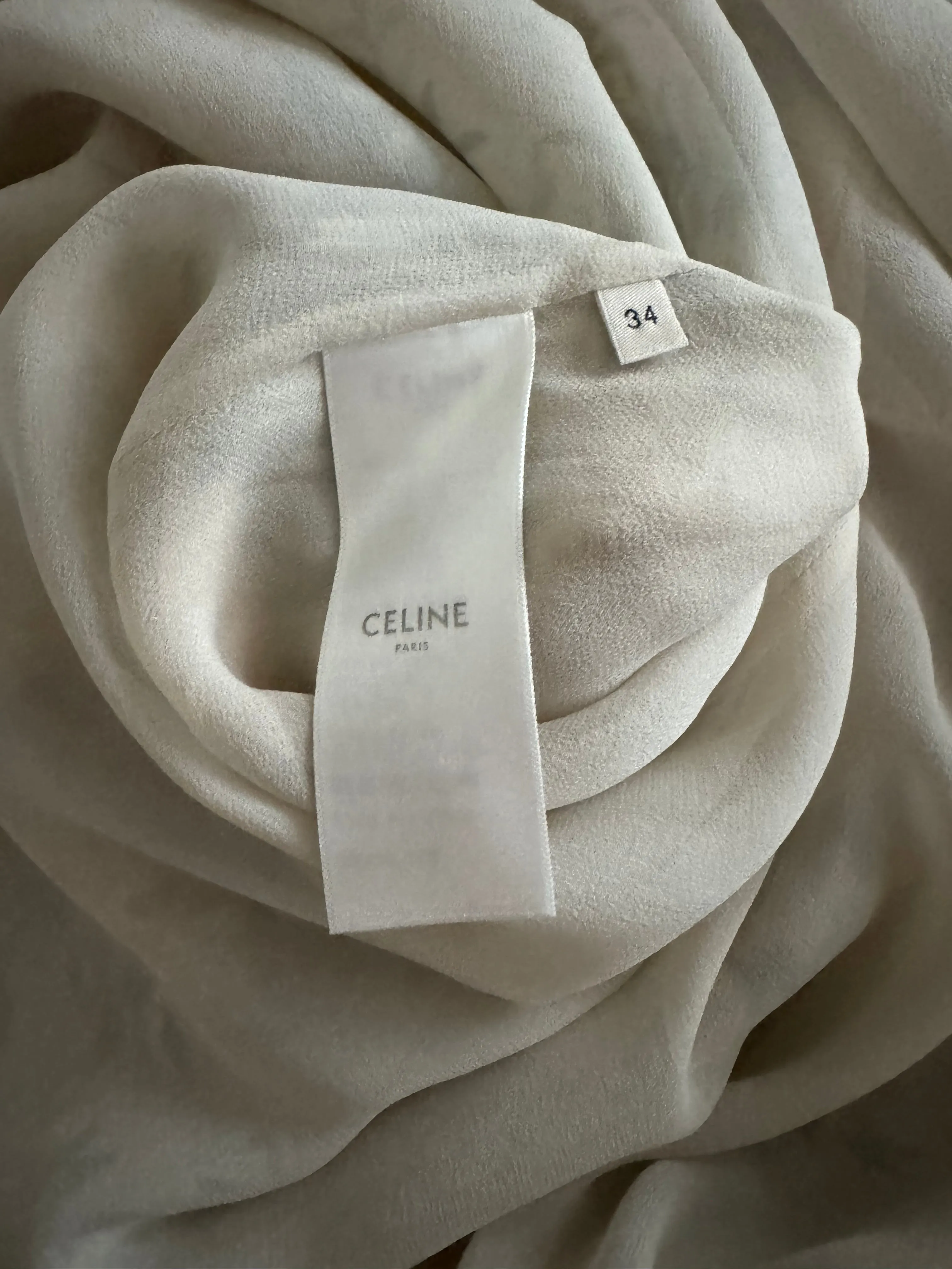 CELINE SILK-CHIFFON MIDI DRESS IN FLORAL MOTIF WITH BOTTOM RUFFLE Size F 34 ladies