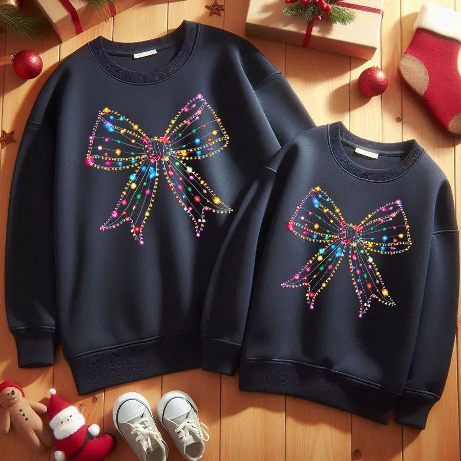 Coquette Christmas Matching Navy Sweatshirts