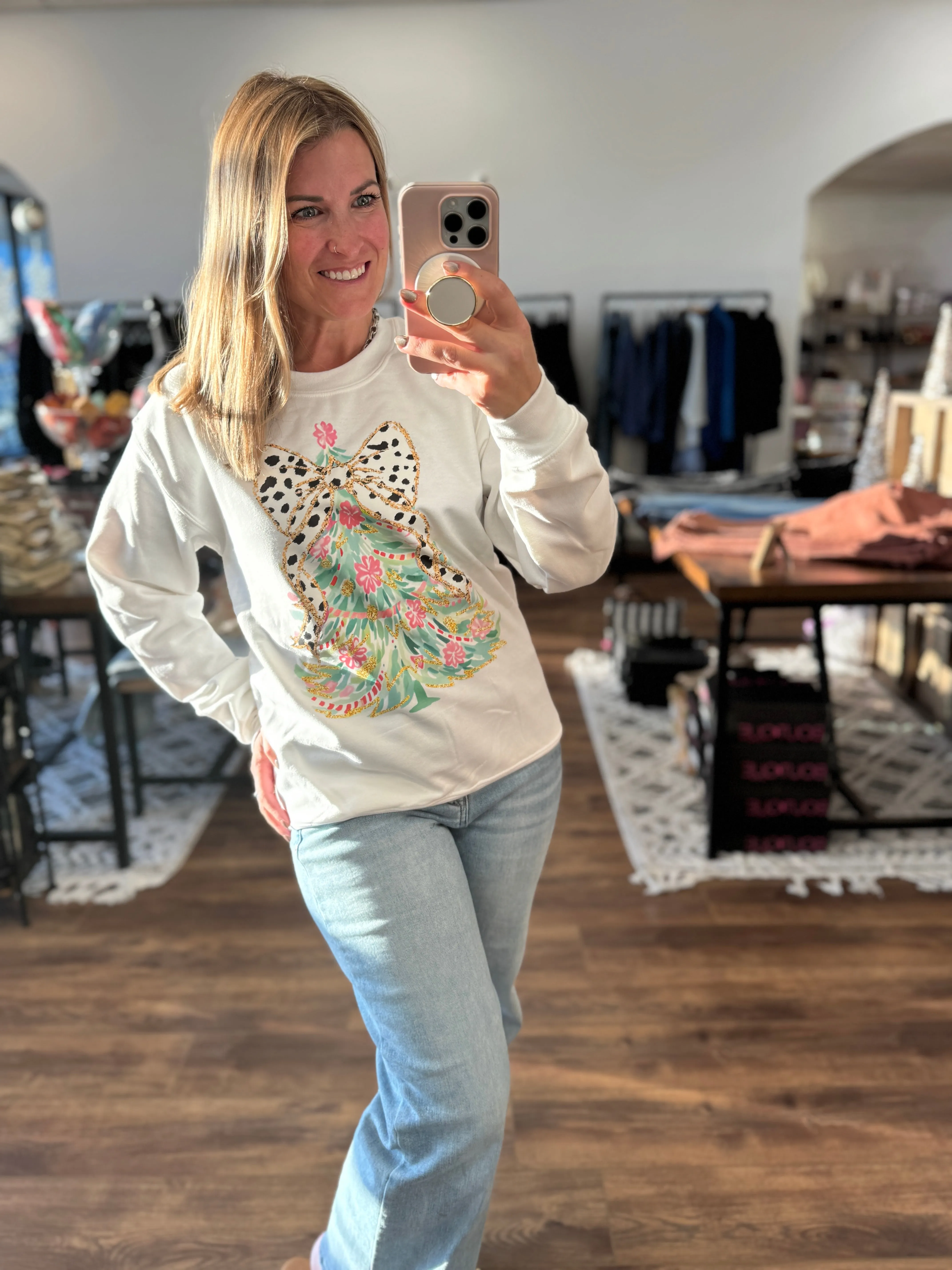 Coquette Christmas Tree Sweatshirt