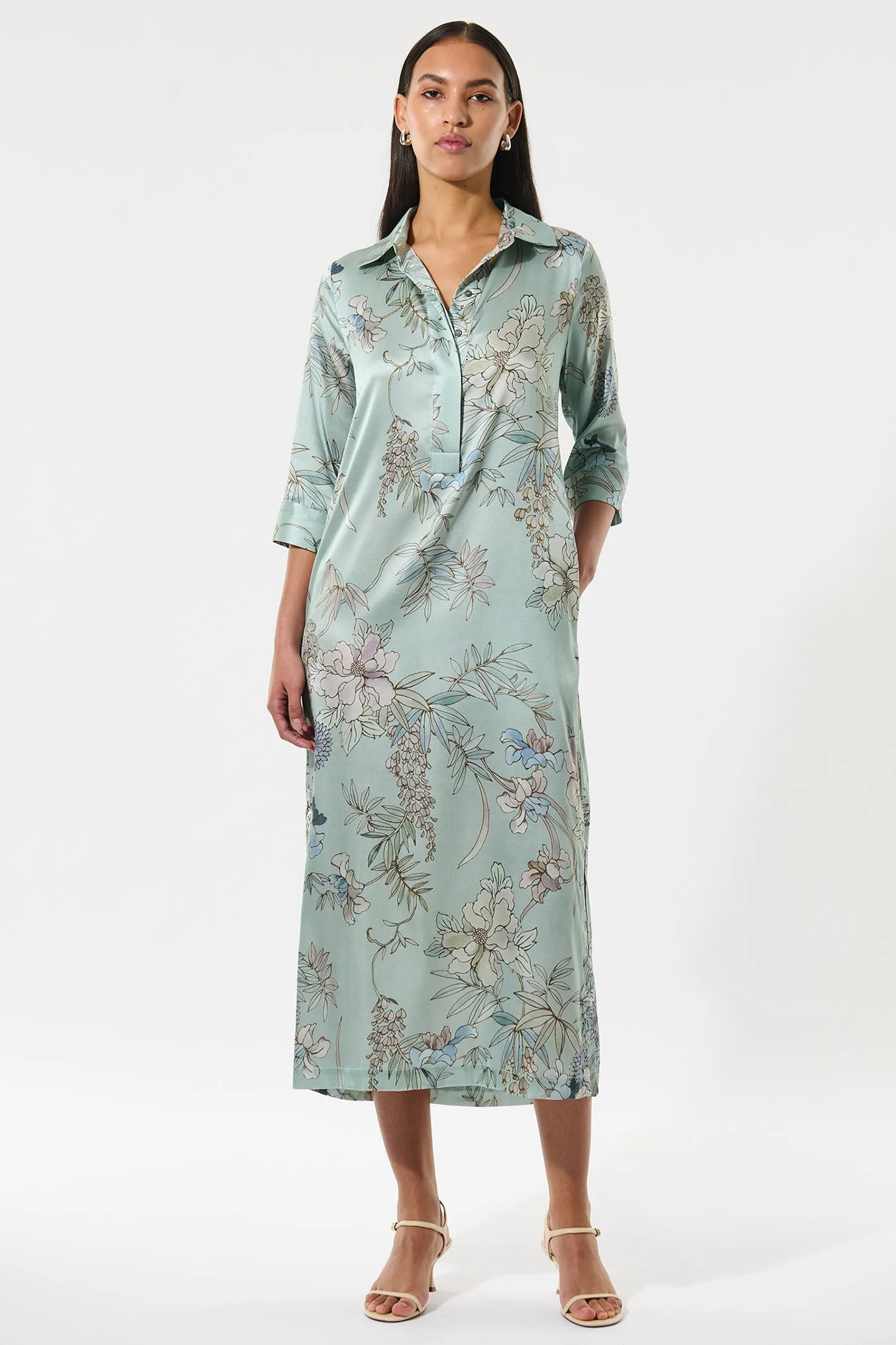 Dea Kudibal HermineDEA Mirabella Green Silk Shirt Dress 1430125