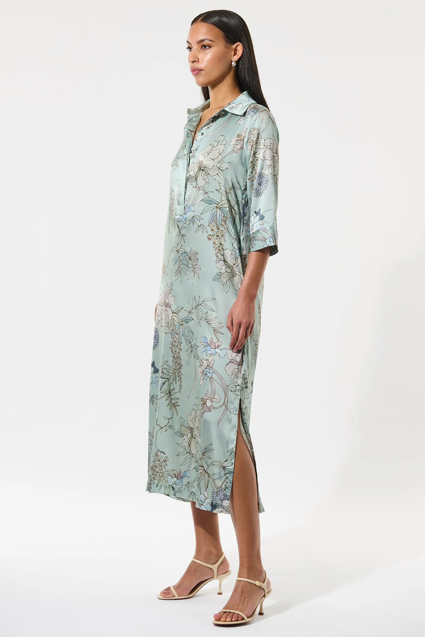Dea Kudibal HermineDEA Mirabella Green Silk Shirt Dress 1430125