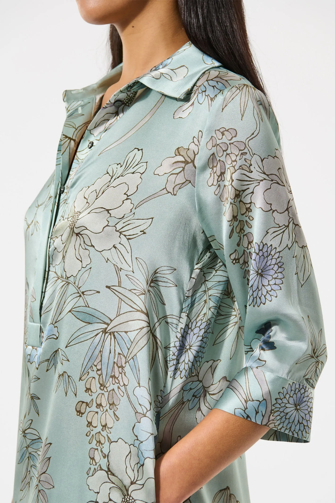 Dea Kudibal HermineDEA Mirabella Green Silk Shirt Dress 1430125