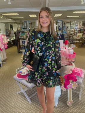 Delilah Silk Dress | Black Floral