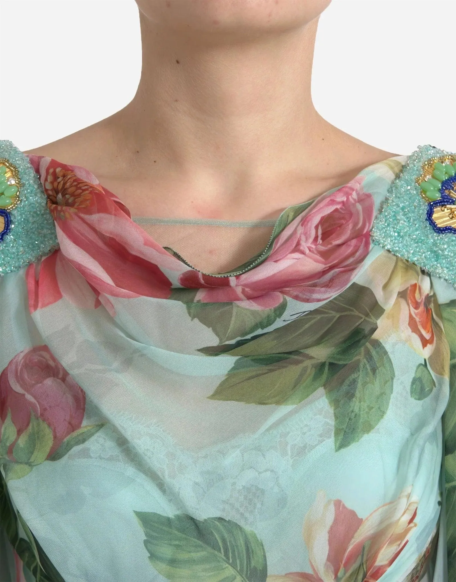 Dolce & Gabbana Floral Draped Neck Maxi Dress