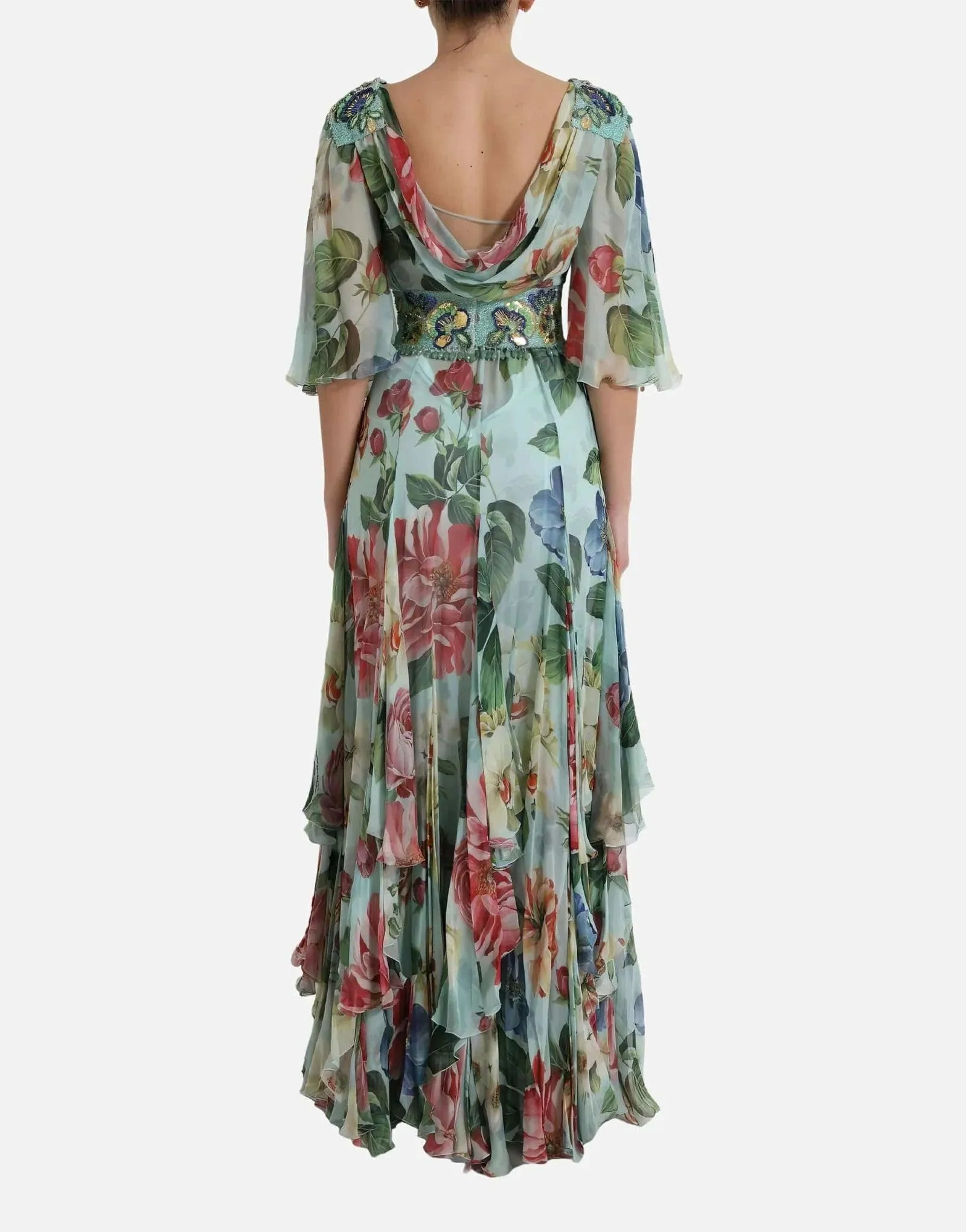 Dolce & Gabbana Floral Draped Neck Maxi Dress