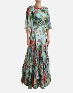 Dolce & Gabbana Floral Draped Neck Maxi Dress
