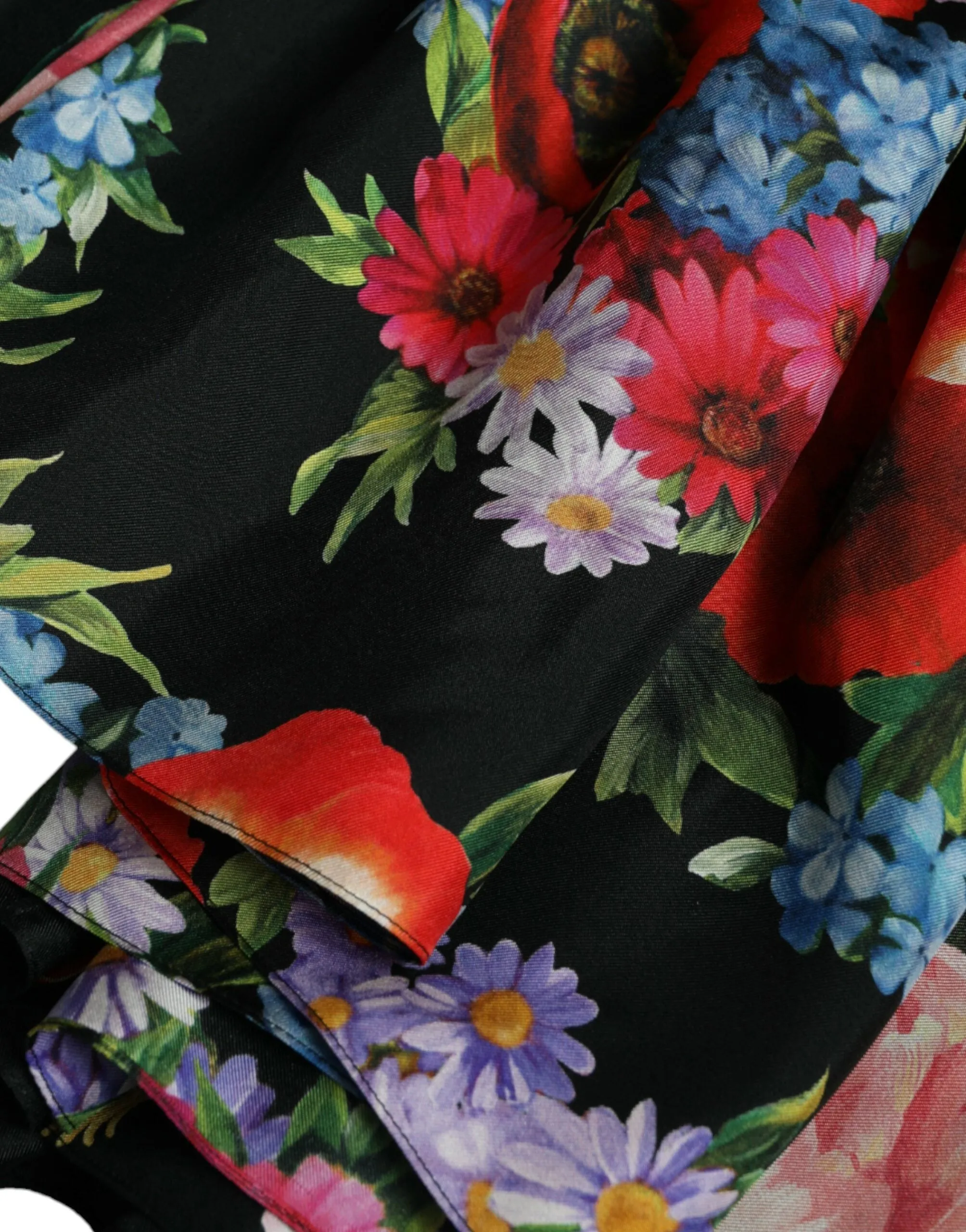 Dolce & Gabbana Multicolor Floral Print Silk Twill Gown Dress