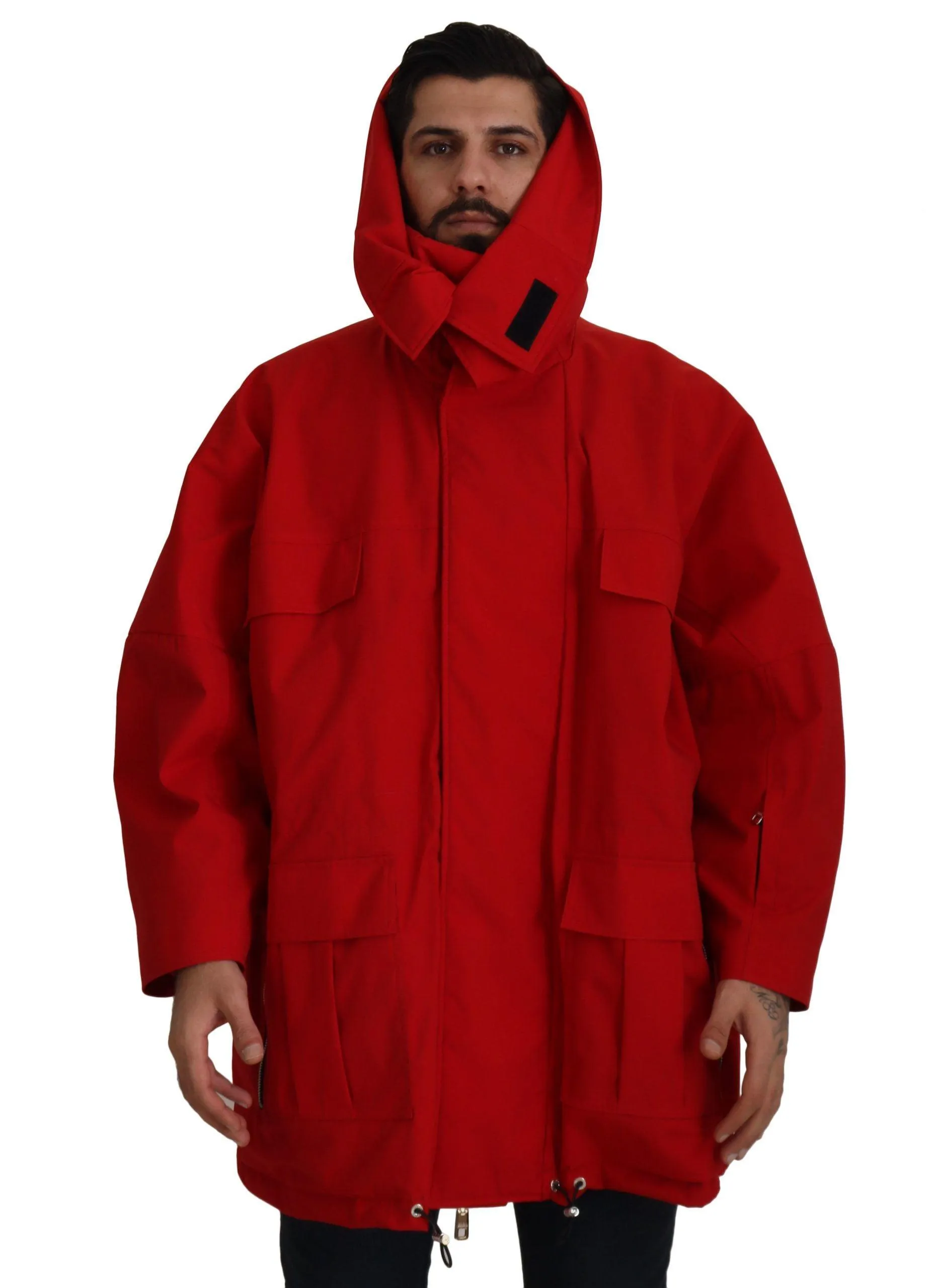Dolce & Gabbana Red Polyester Full Zip Windbreaker Jacket
