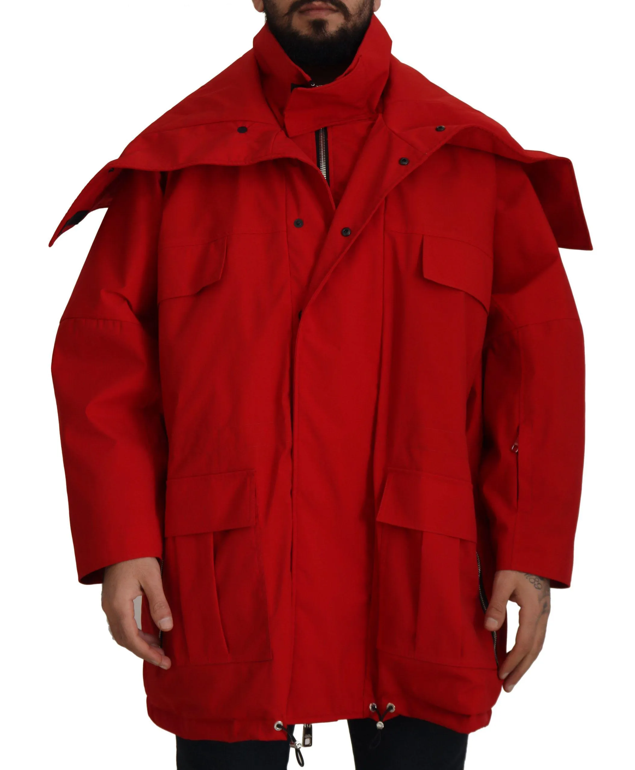 Dolce & Gabbana Red Polyester Full Zip Windbreaker Jacket