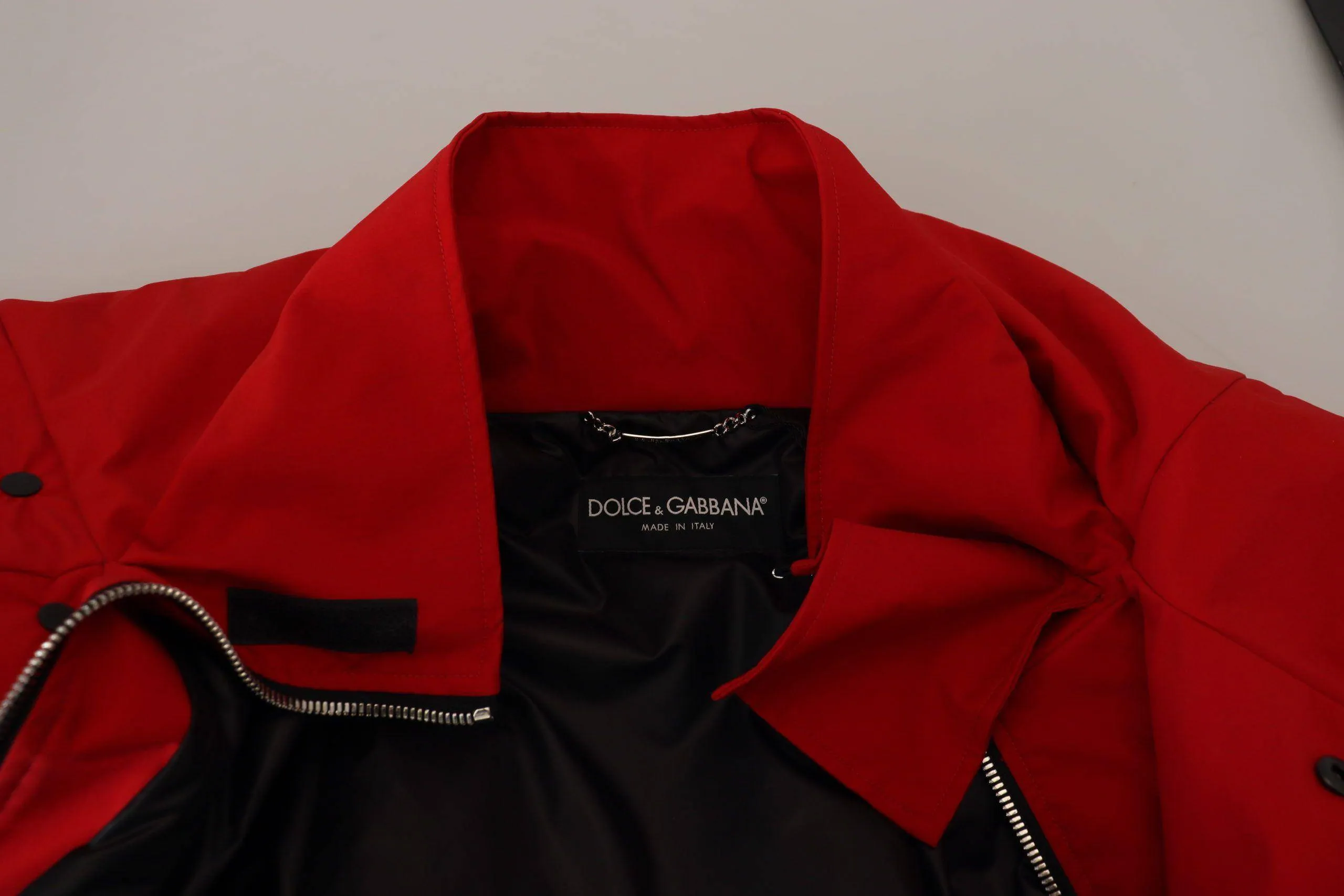 Dolce & Gabbana Red Polyester Full Zip Windbreaker Jacket
