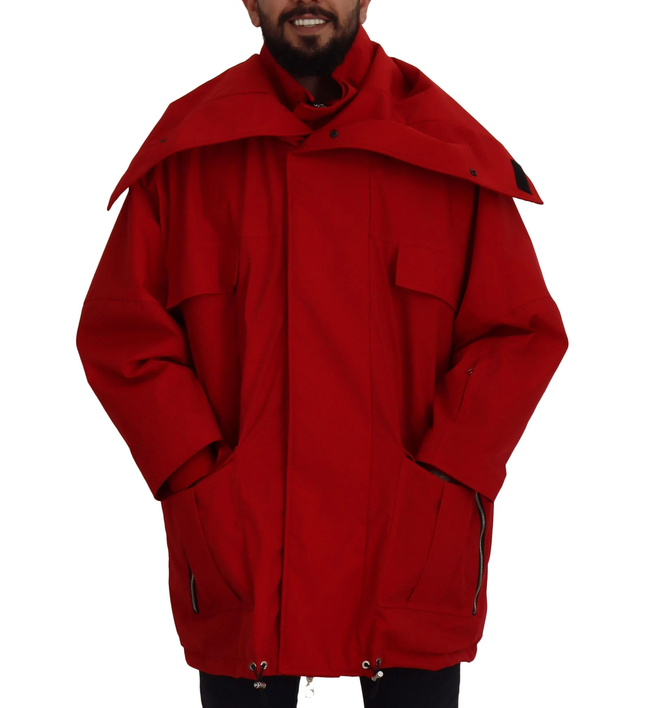 Dolce & Gabbana Red Polyester Full Zip Windbreaker Jacket