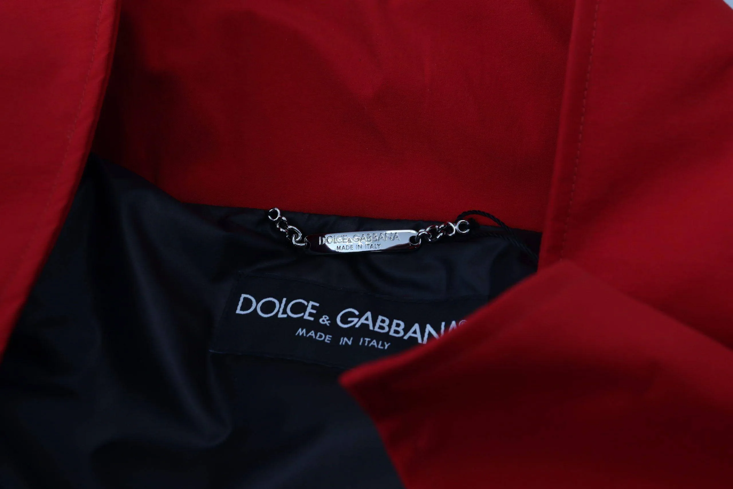 Dolce & Gabbana Red Polyester Full Zip Windbreaker Jacket