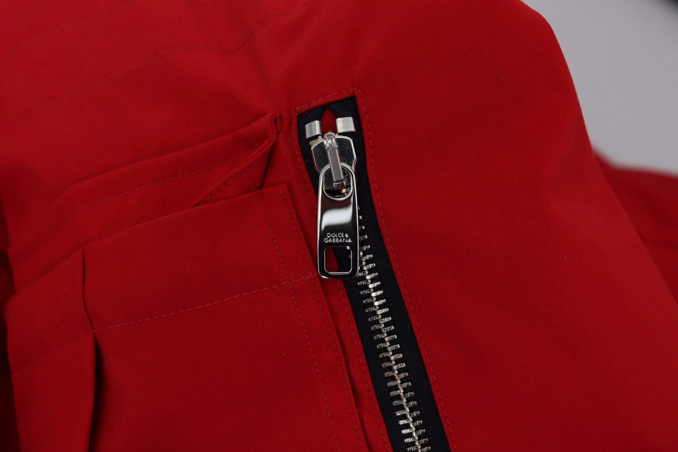 Dolce & Gabbana Red Polyester Full Zip Windbreaker Jacket