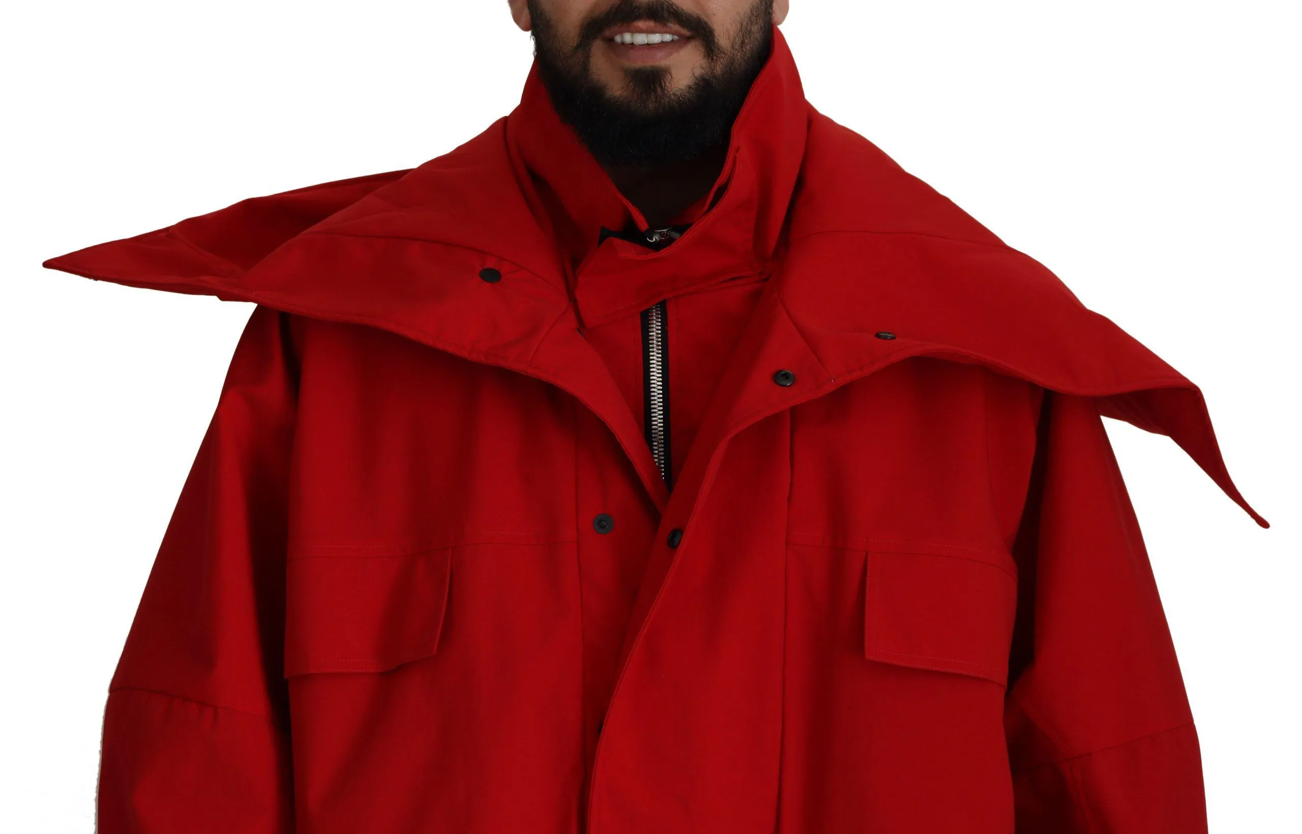 Dolce & Gabbana Red Polyester Full Zip Windbreaker Jacket