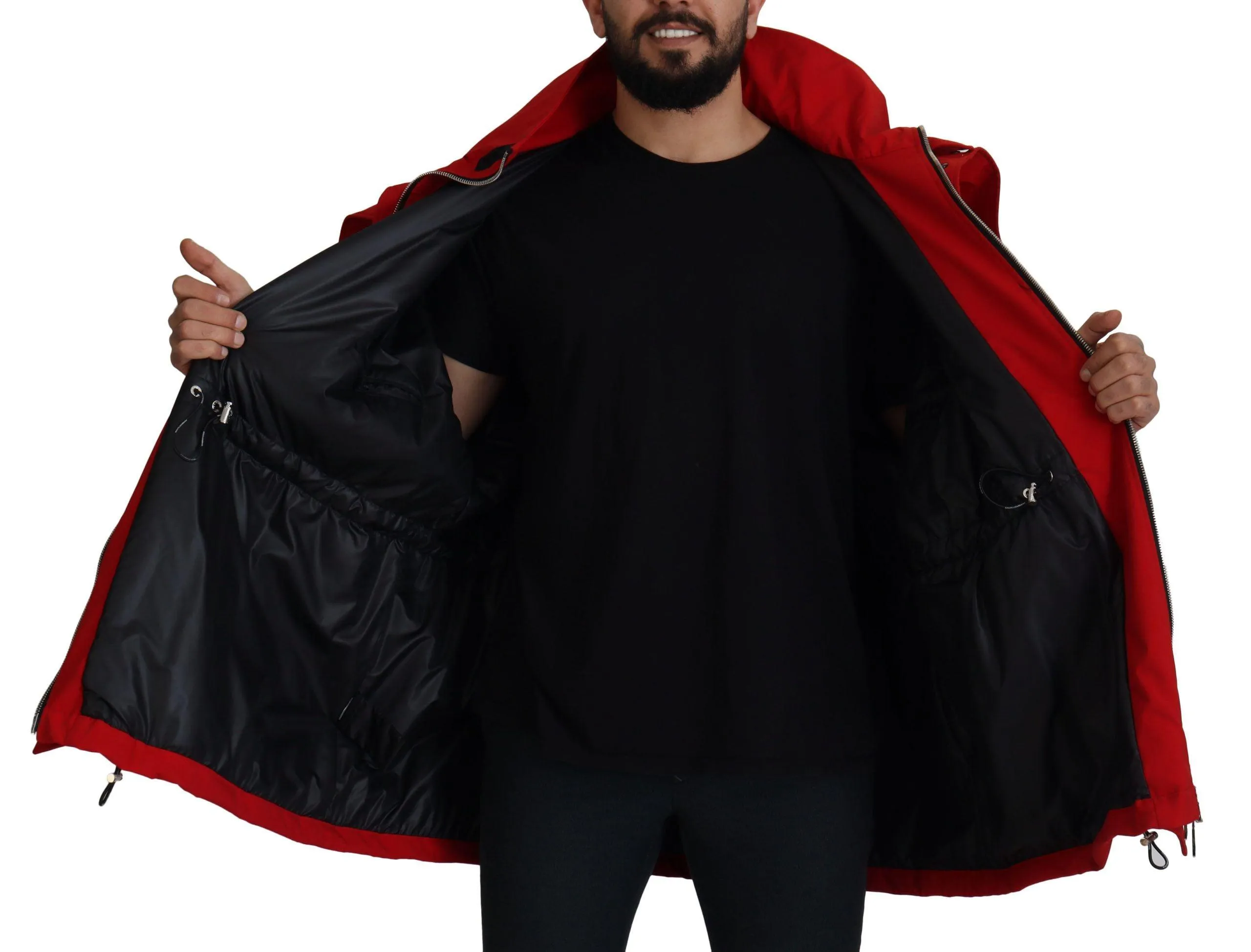 Dolce & Gabbana Red Polyester Full Zip Windbreaker Jacket