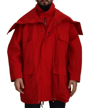 Dolce & Gabbana Red Polyester Full Zip Windbreaker Jacket