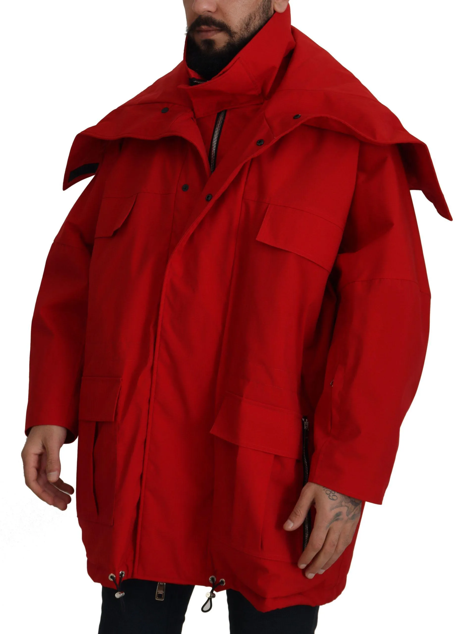 Dolce & Gabbana Red Polyester Full Zip Windbreaker Jacket