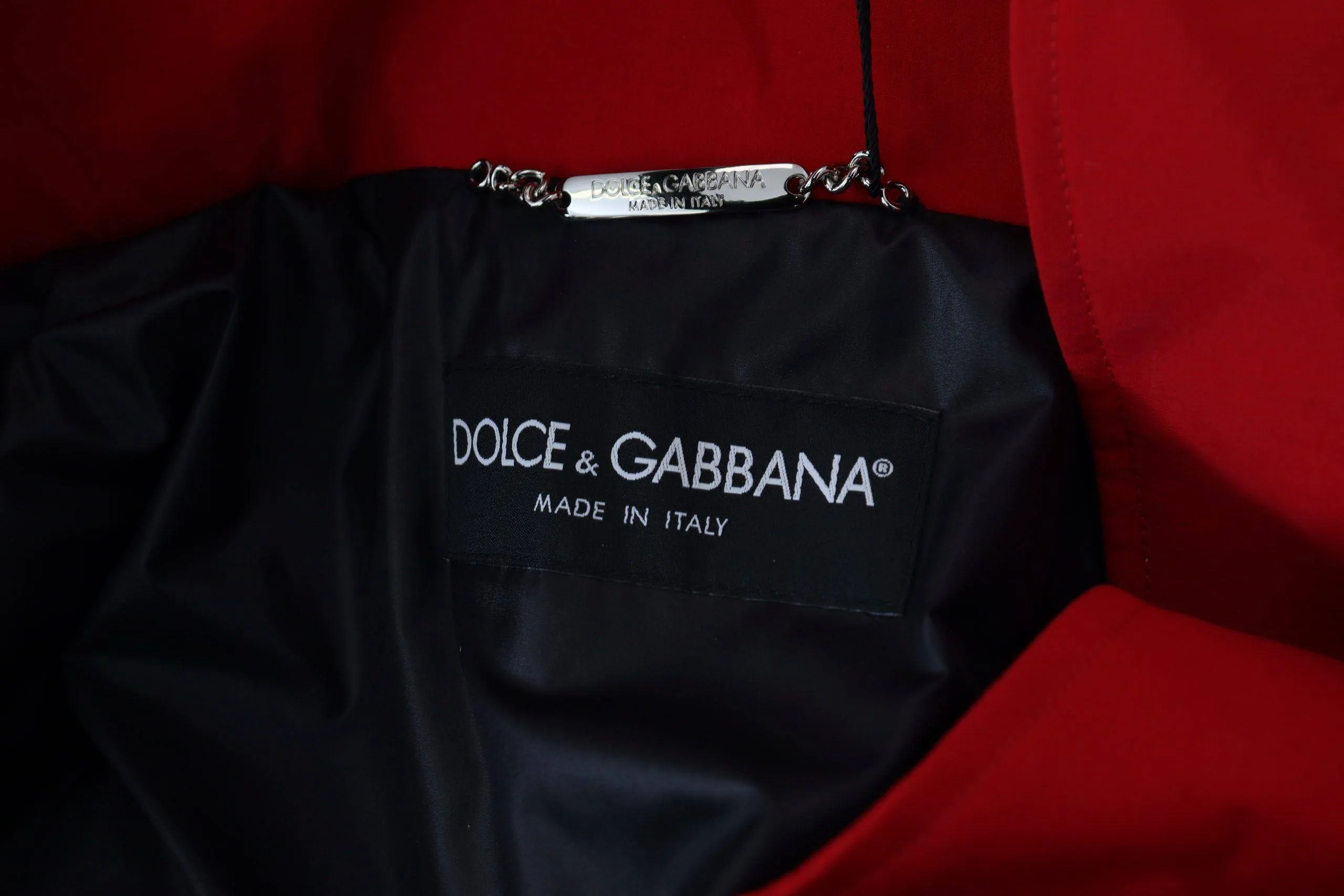 Dolce & Gabbana Red Polyester Full Zip Windbreaker Jacket