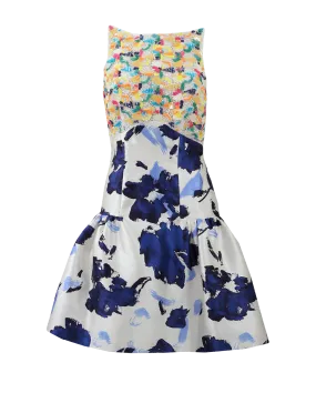 Drop Waist Mixed Media Dress
