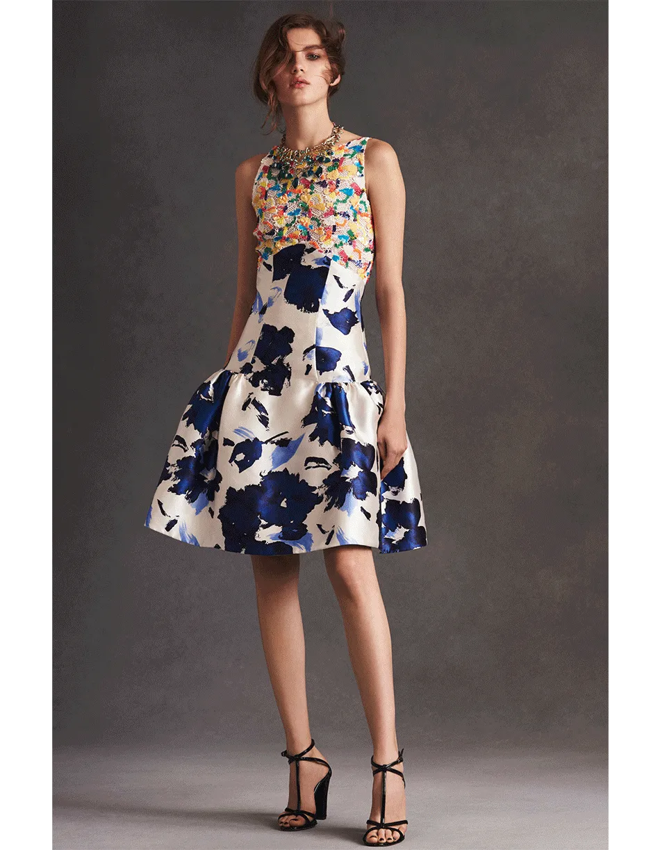 Drop Waist Mixed Media Dress