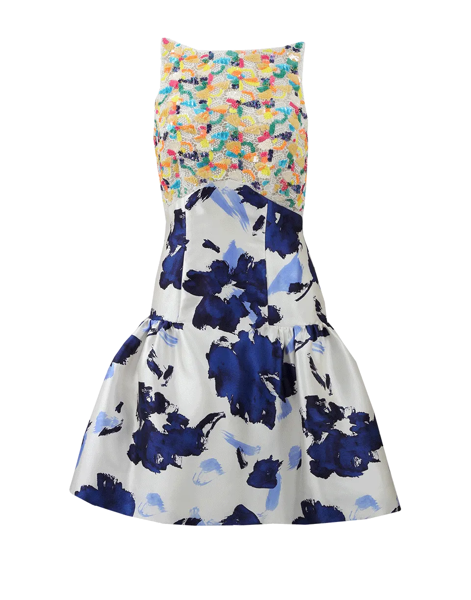 Drop Waist Mixed Media Dress