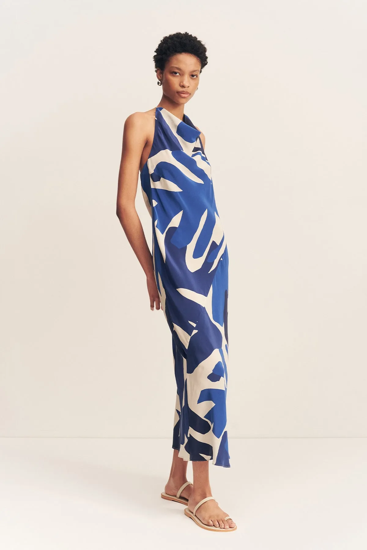 EDWARD SILK TIE MIDI DRESS