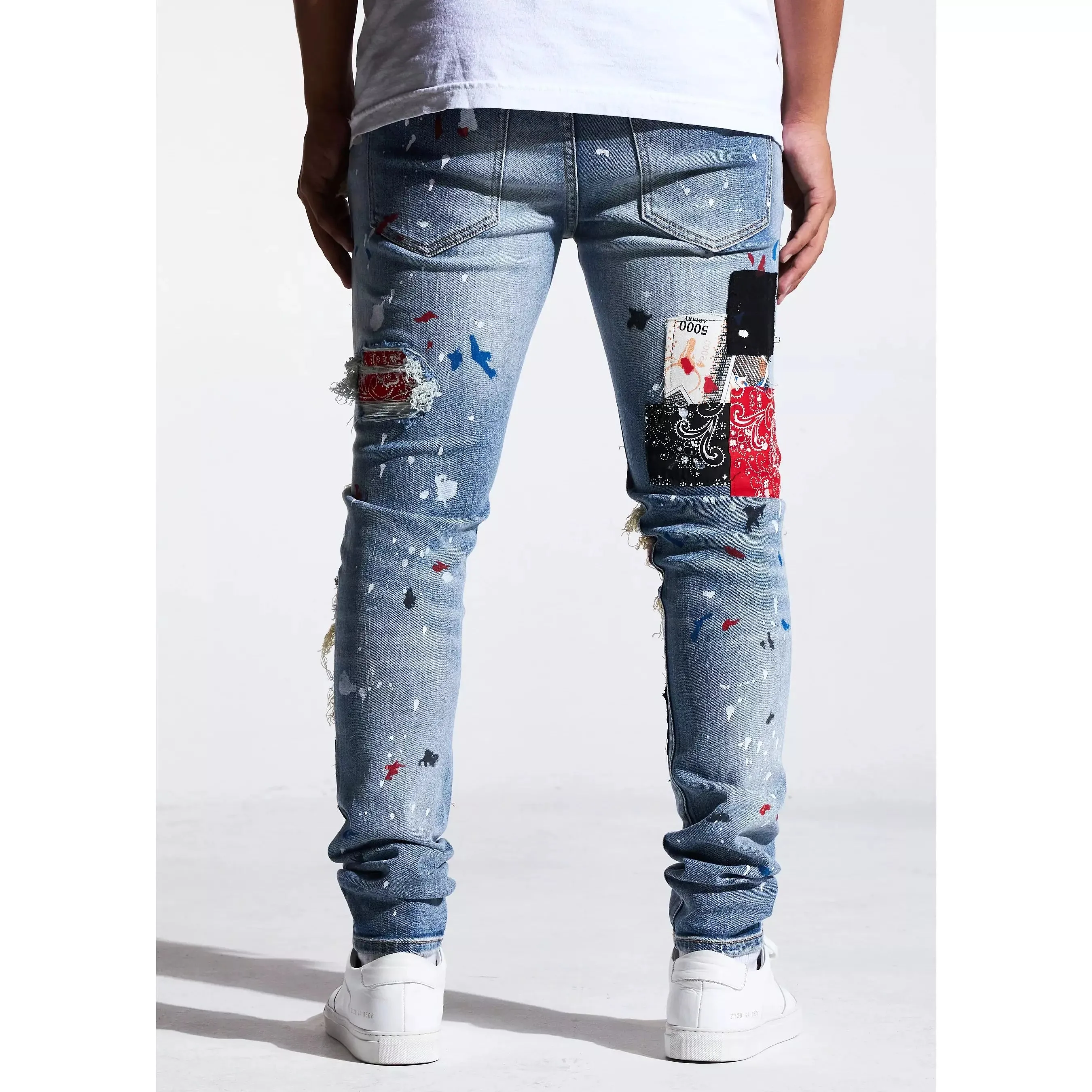 Embellish Blue Patchwork Rebel Rip & Repair Denim Jeans (EMBSP121-112)
