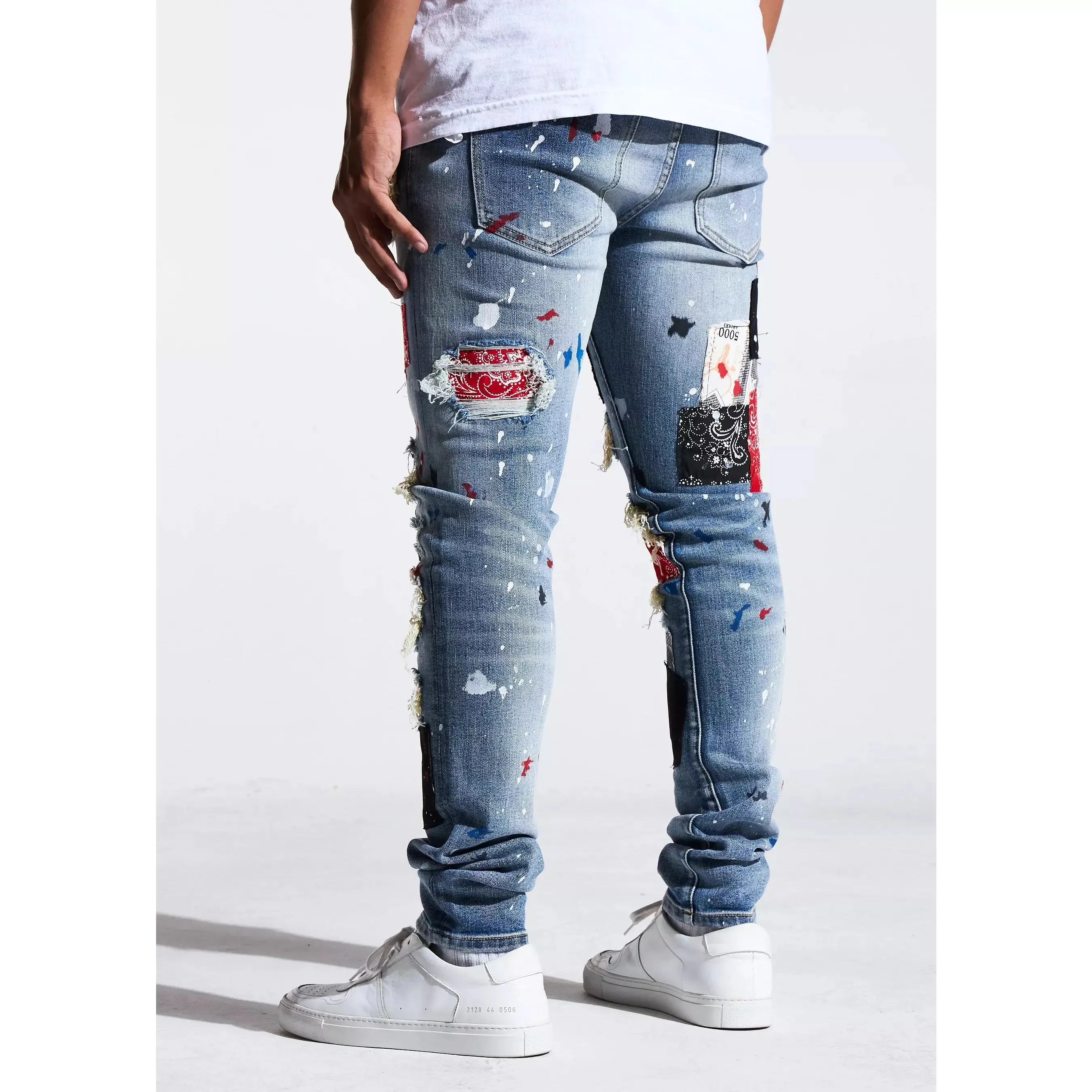 Embellish Blue Patchwork Rebel Rip & Repair Denim Jeans (EMBSP121-112)