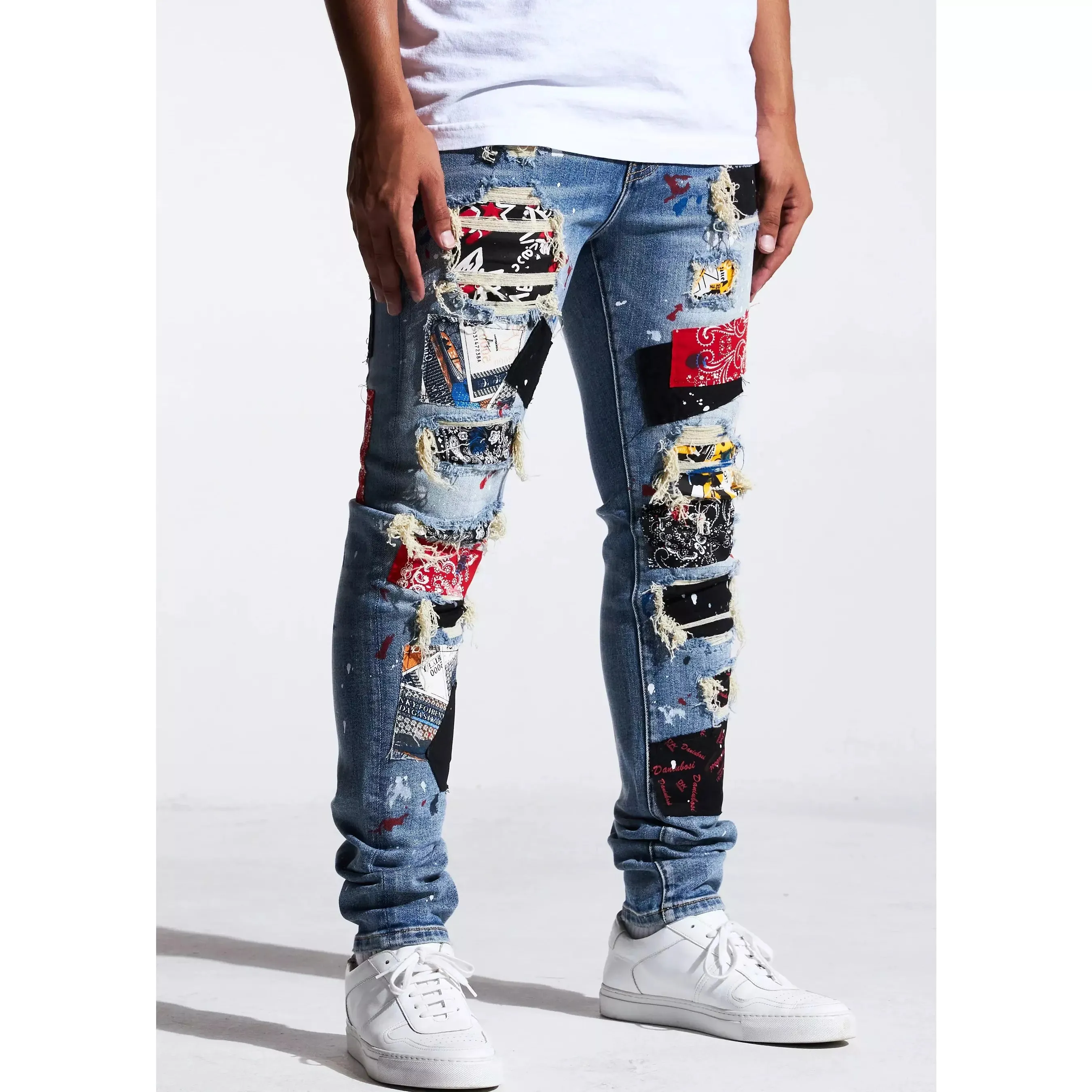 Embellish Blue Patchwork Rebel Rip & Repair Denim Jeans (EMBSP121-112)