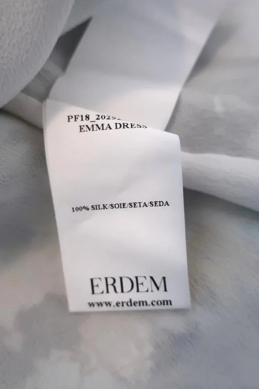 Erdem Emma Mini Shift Dress White/Multi Floral Print Silk Size 8 US 4