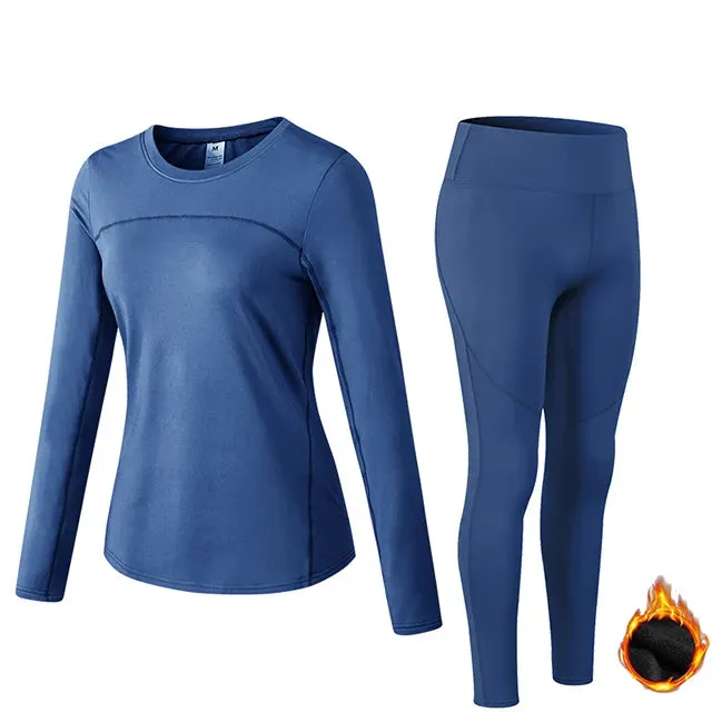 Fleece Ladies Quick Dry Stretch Yoga Running Set Sportswear Workout Tracksuit
