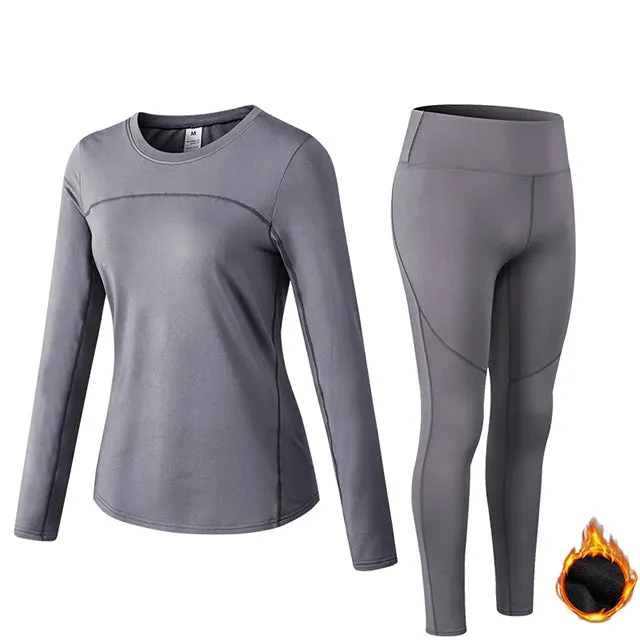 Fleece Ladies Quick Dry Stretch Yoga Running Set Sportswear Workout Tracksuit
