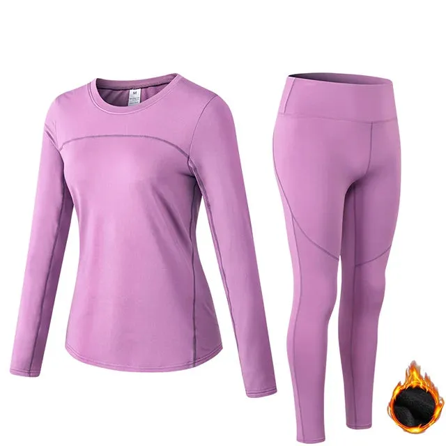 Fleece Ladies Quick Dry Stretch Yoga Running Set Sportswear Workout Tracksuit