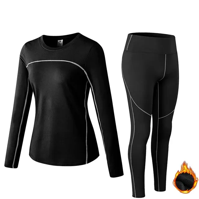 Fleece Ladies Quick Dry Stretch Yoga Running Set Sportswear Workout Tracksuit