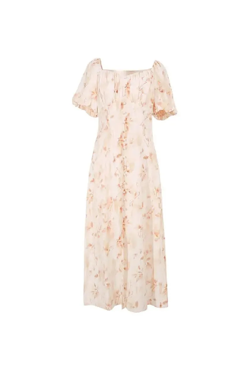 Floral Print Mulberry Silk Dress