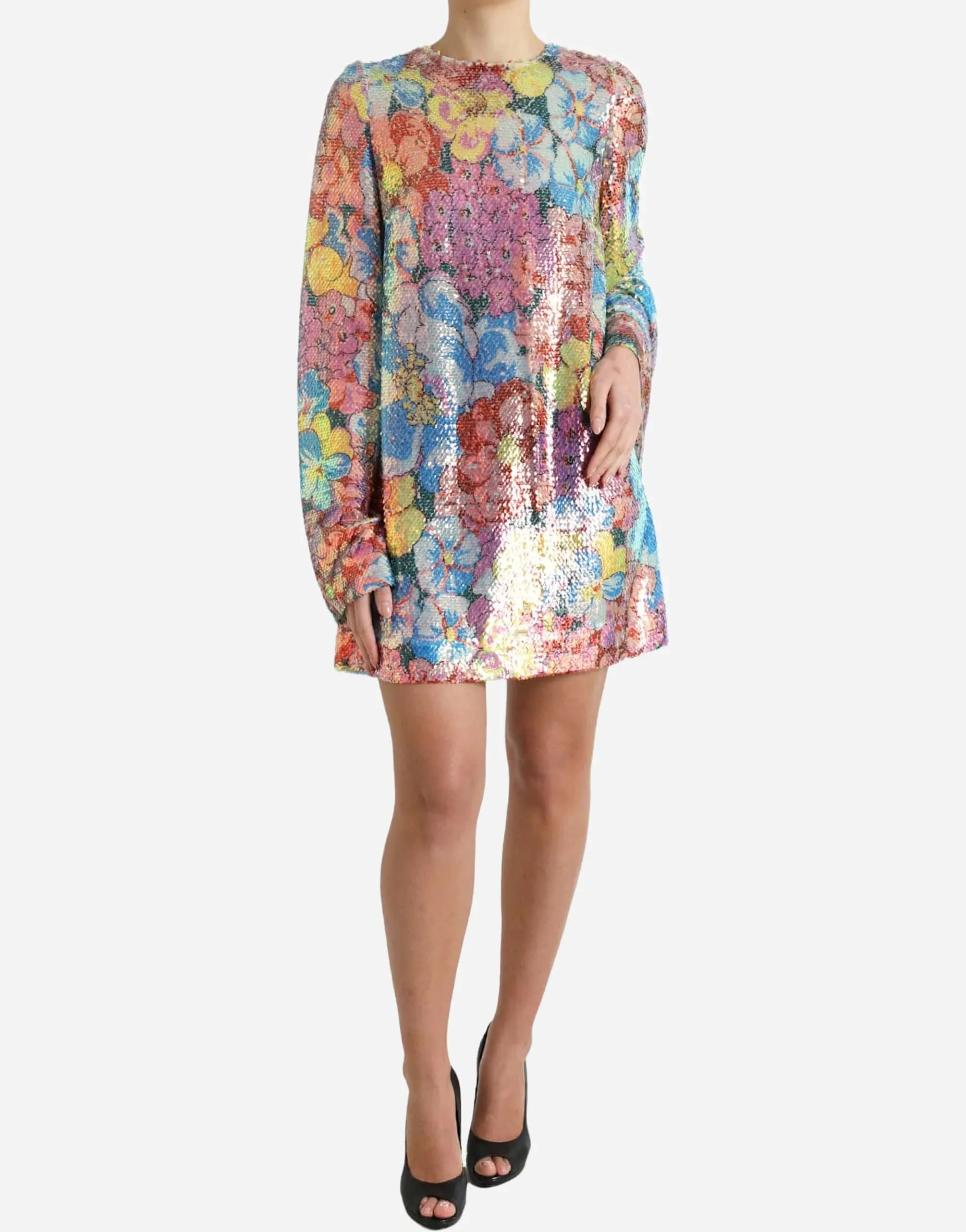 Floral Sequined Mini Dress