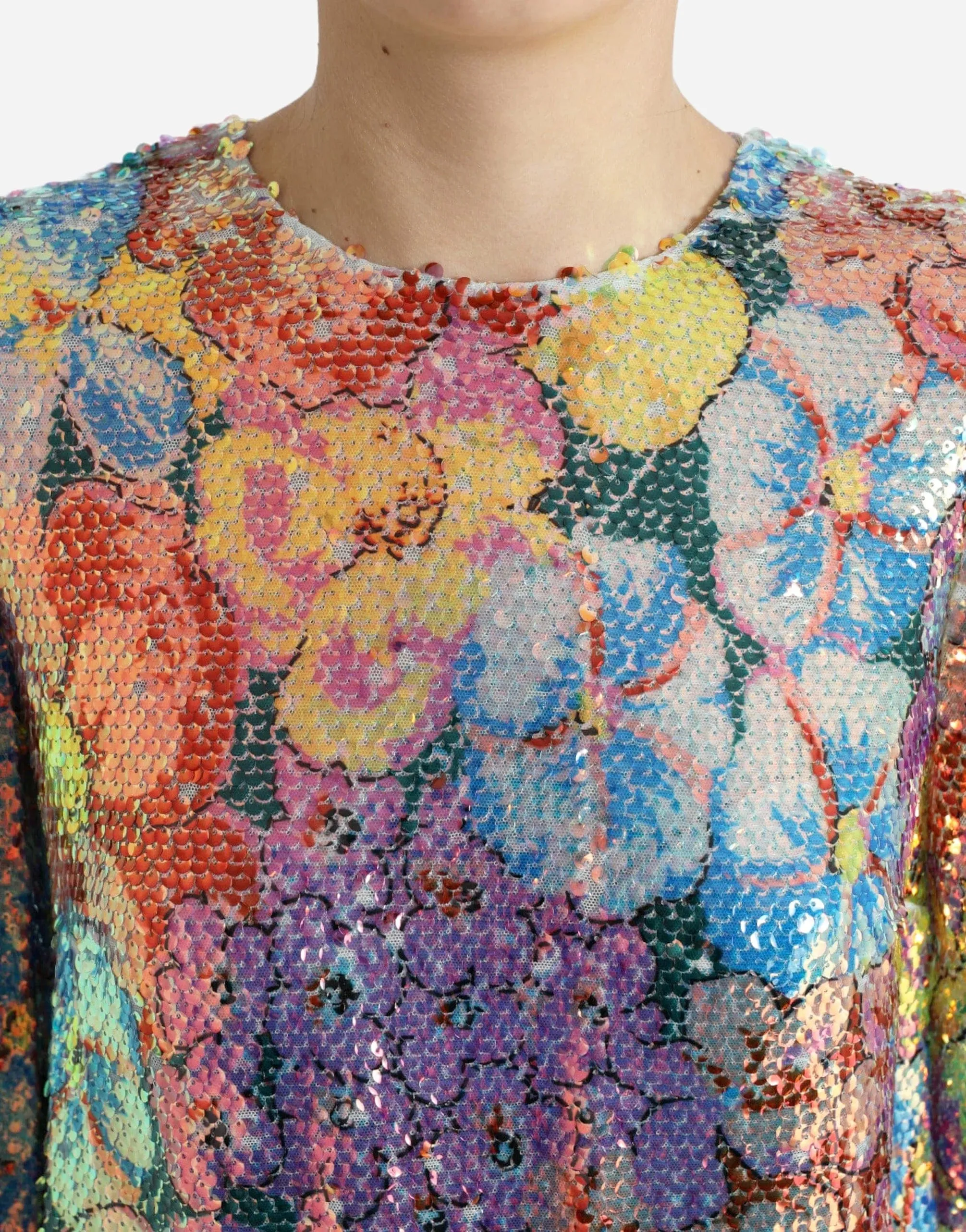 Floral Sequined Mini Dress