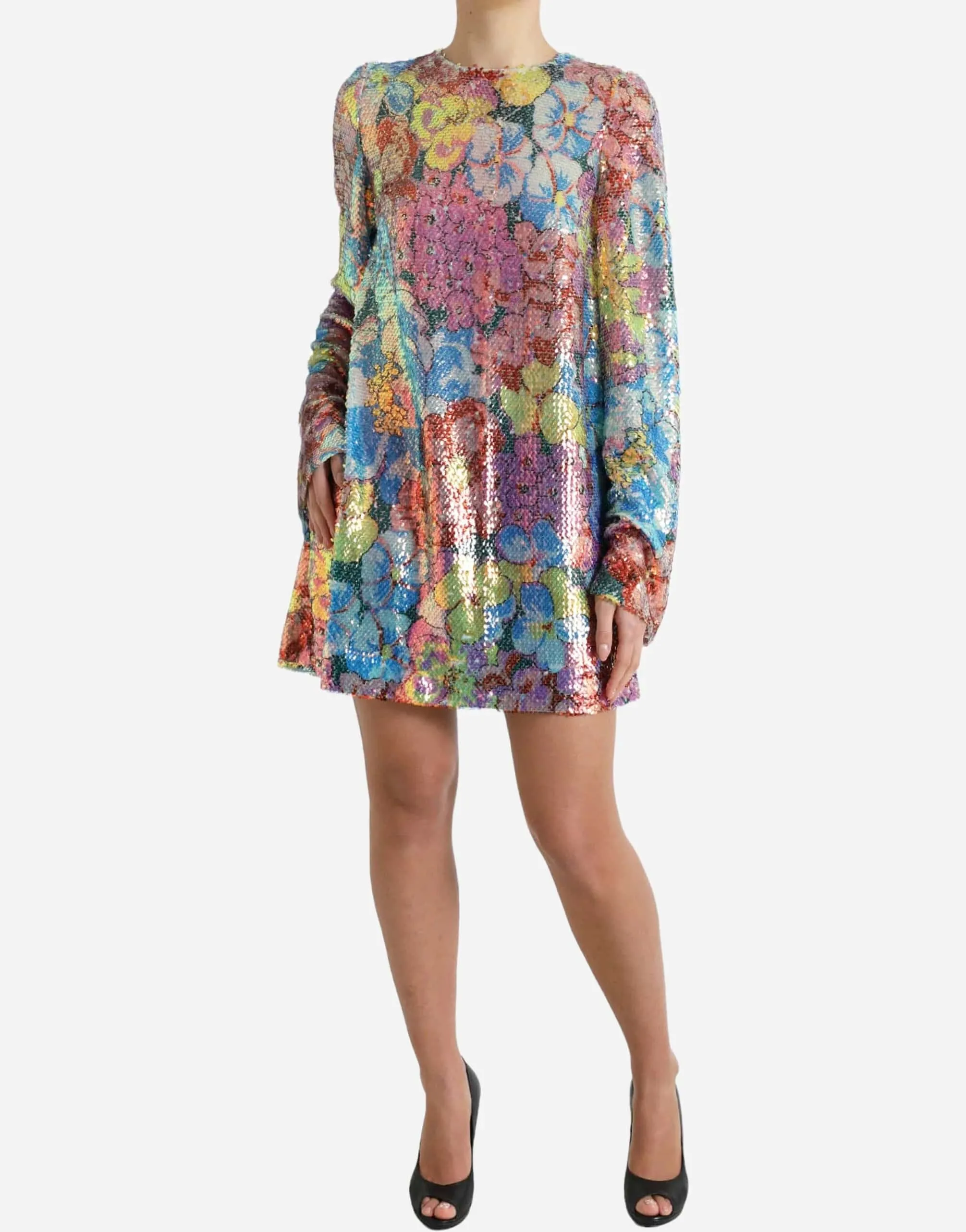 Floral Sequined Mini Dress