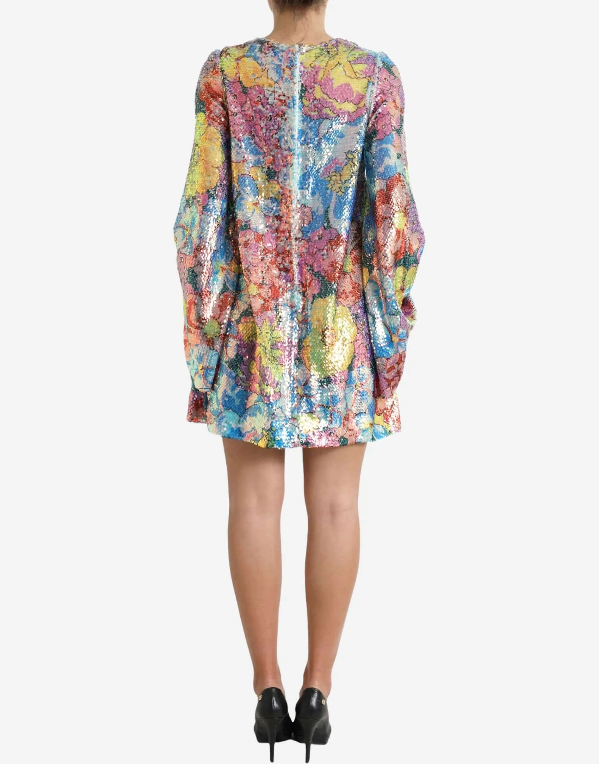 Floral Sequined Mini Dress
