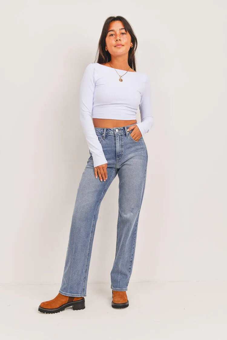 Full length straight denim