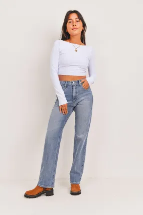 Full length straight denim