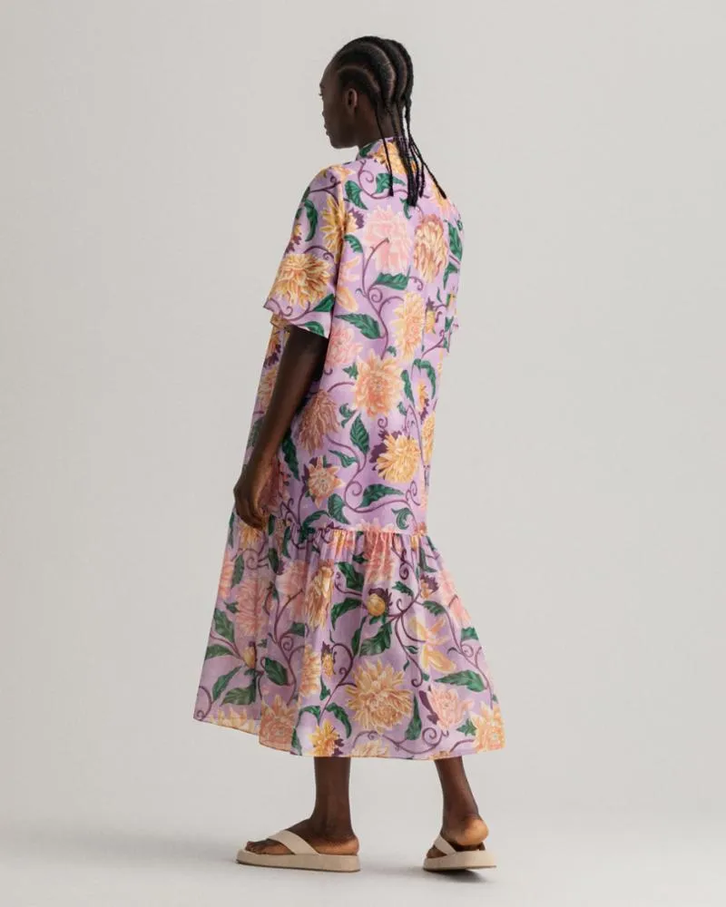 Gant Apparel Womens DAHLIA PRINT COTTON SILK DRESS 519/CROCUS PURPLE