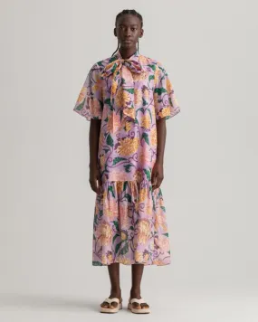 Gant Apparel Womens DAHLIA PRINT COTTON SILK DRESS 519/CROCUS PURPLE