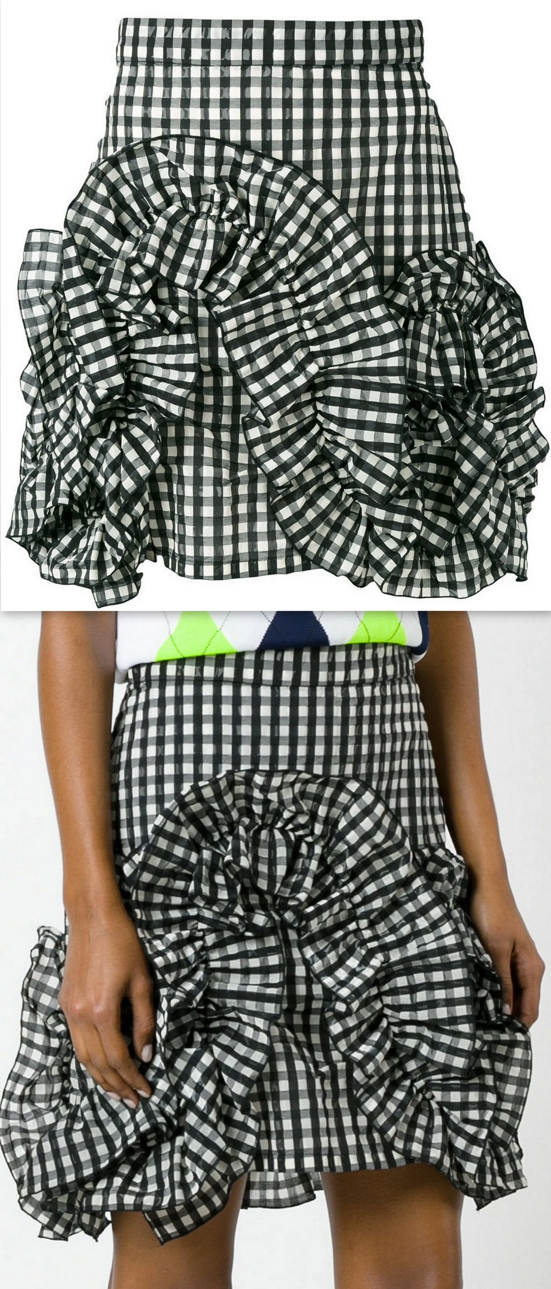 Gingham Ruffle Mini Skirt