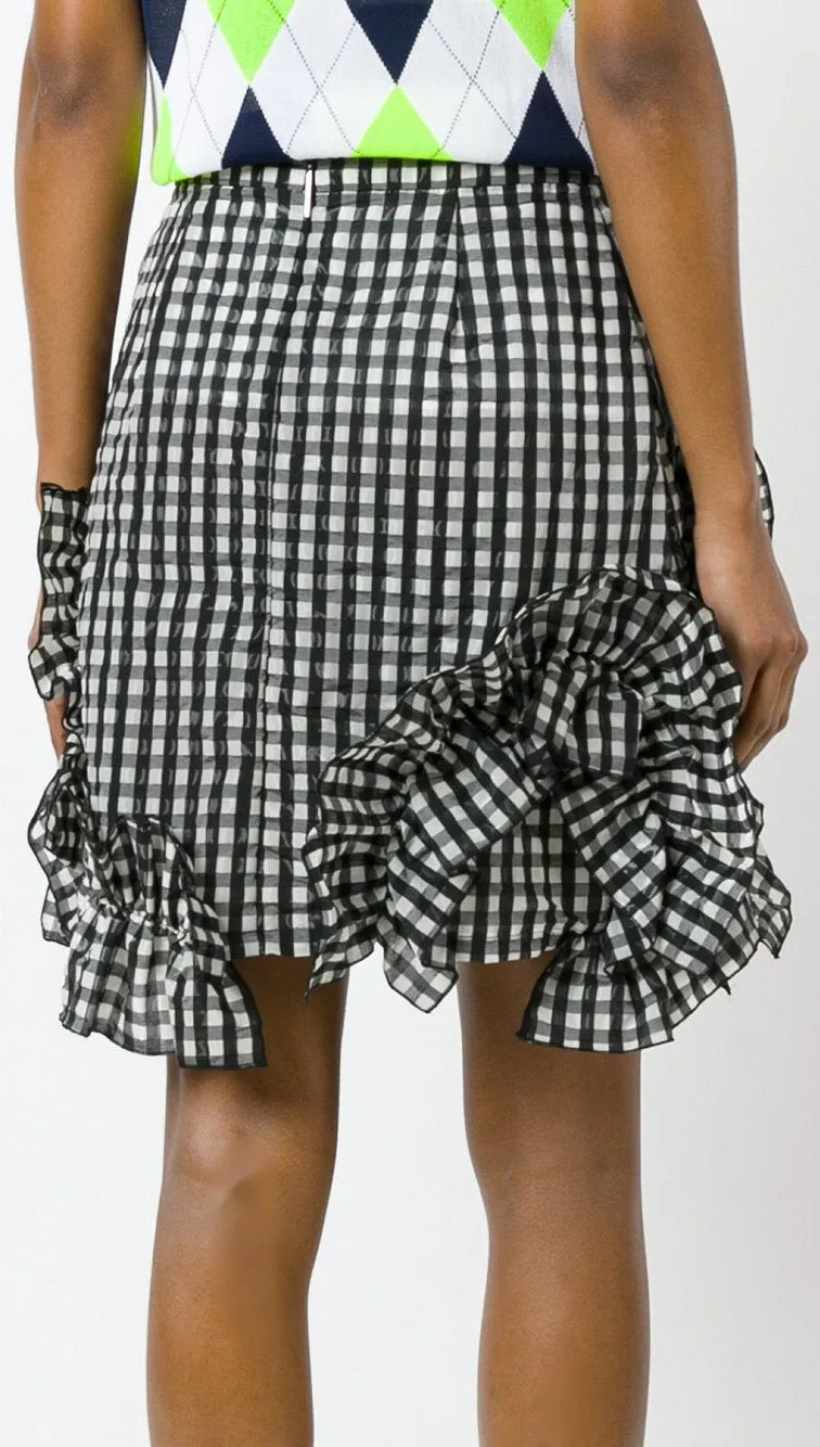Gingham Ruffle Mini Skirt