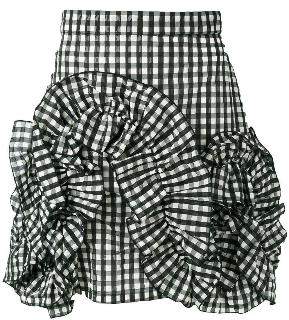 Gingham Ruffle Mini Skirt