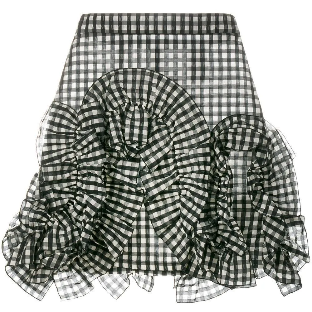 Gingham Ruffle Mini Skirt