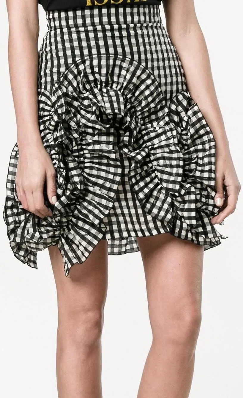 Gingham Ruffle Mini Skirt