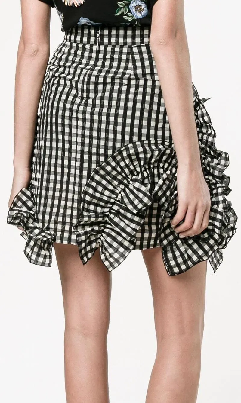 Gingham Ruffle Mini Skirt