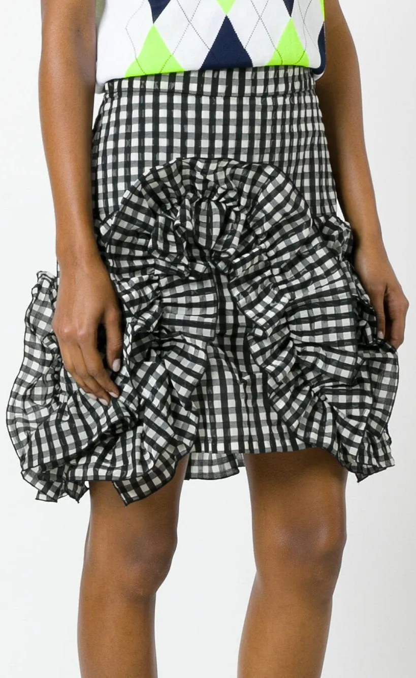 Gingham Ruffle Mini Skirt